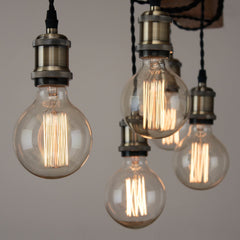 Handmade Rustic Wooden Chandelier - Wood Beam Industrial Pendant Lamp