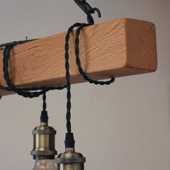 Handmade Rustic Wooden Chandelier - Wood Beam Industrial Pendant Lamp